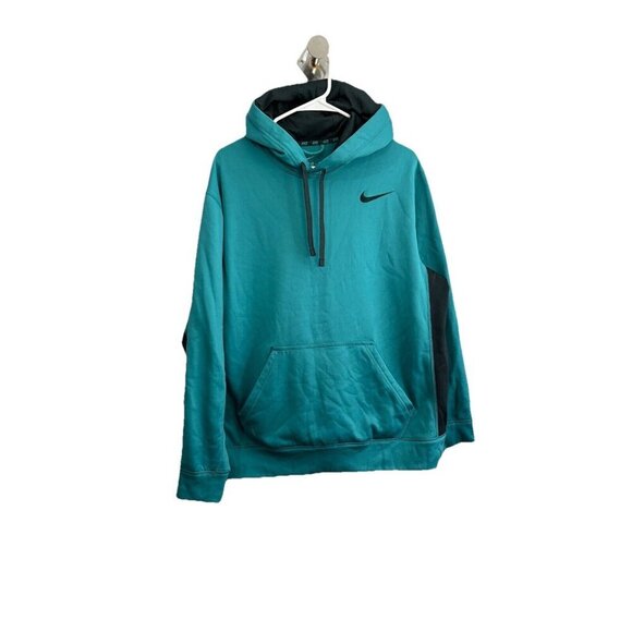 Nike Thermafit Hoodie Kangaroo Pocket Men Large Blue Green - Picture 1 of 12